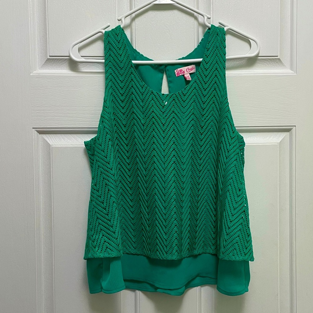 Candie’s Kelly Green Eyelet Tank Top